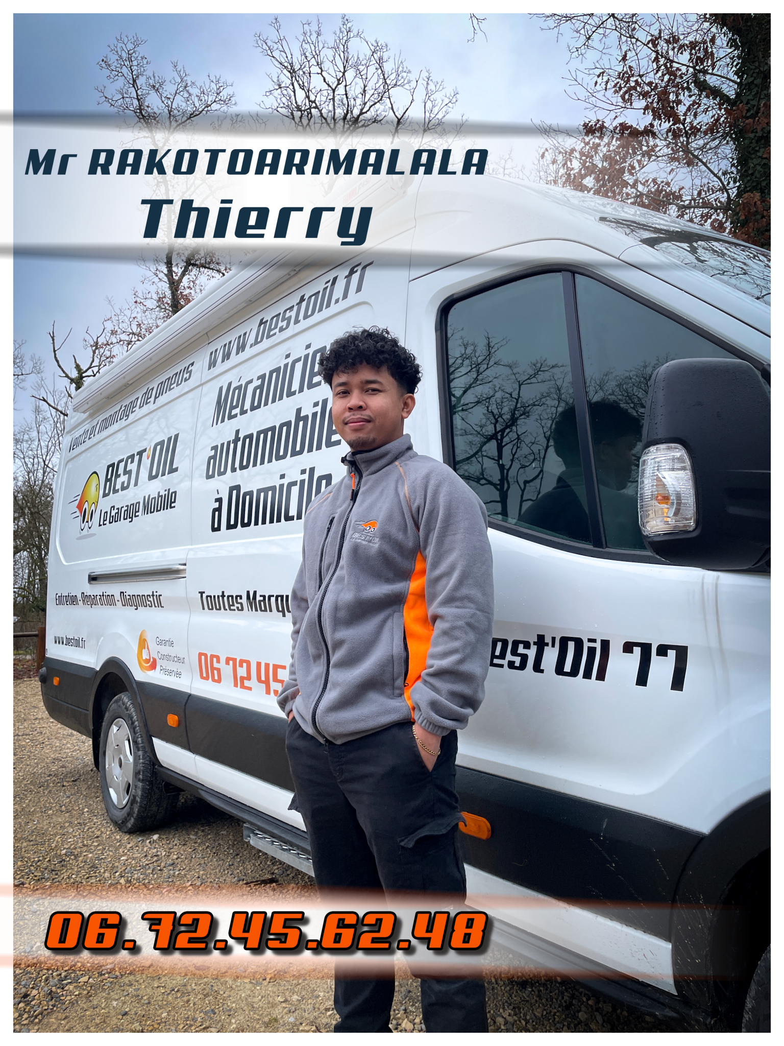 Thierry RAKOTOARIMALALA devant son camion Best'Oil.