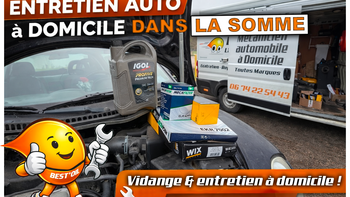 Mr OUTREBON Benoit, mécanicien à domicile Best'Oil en intervention au domicile d'un client pour une révision.