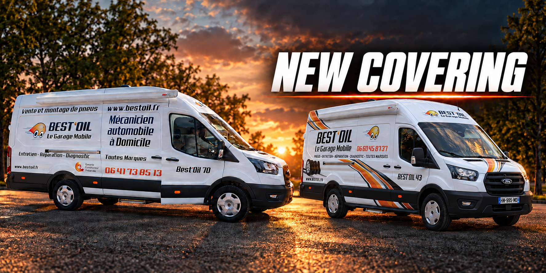 Ancien et nouveau covering des camions-ateliers Best’Oil