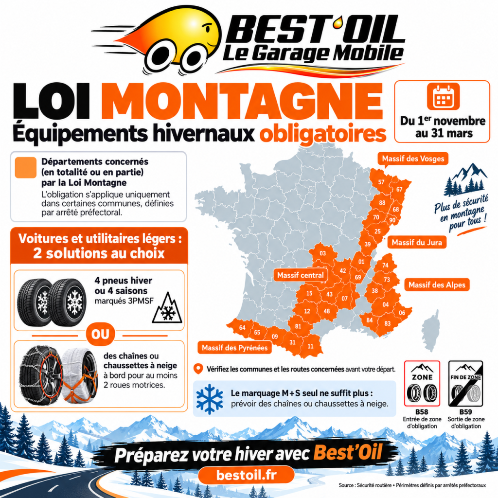 Loi Montagne : préparez votre véhicule pour l’hiver avec Best’Oil