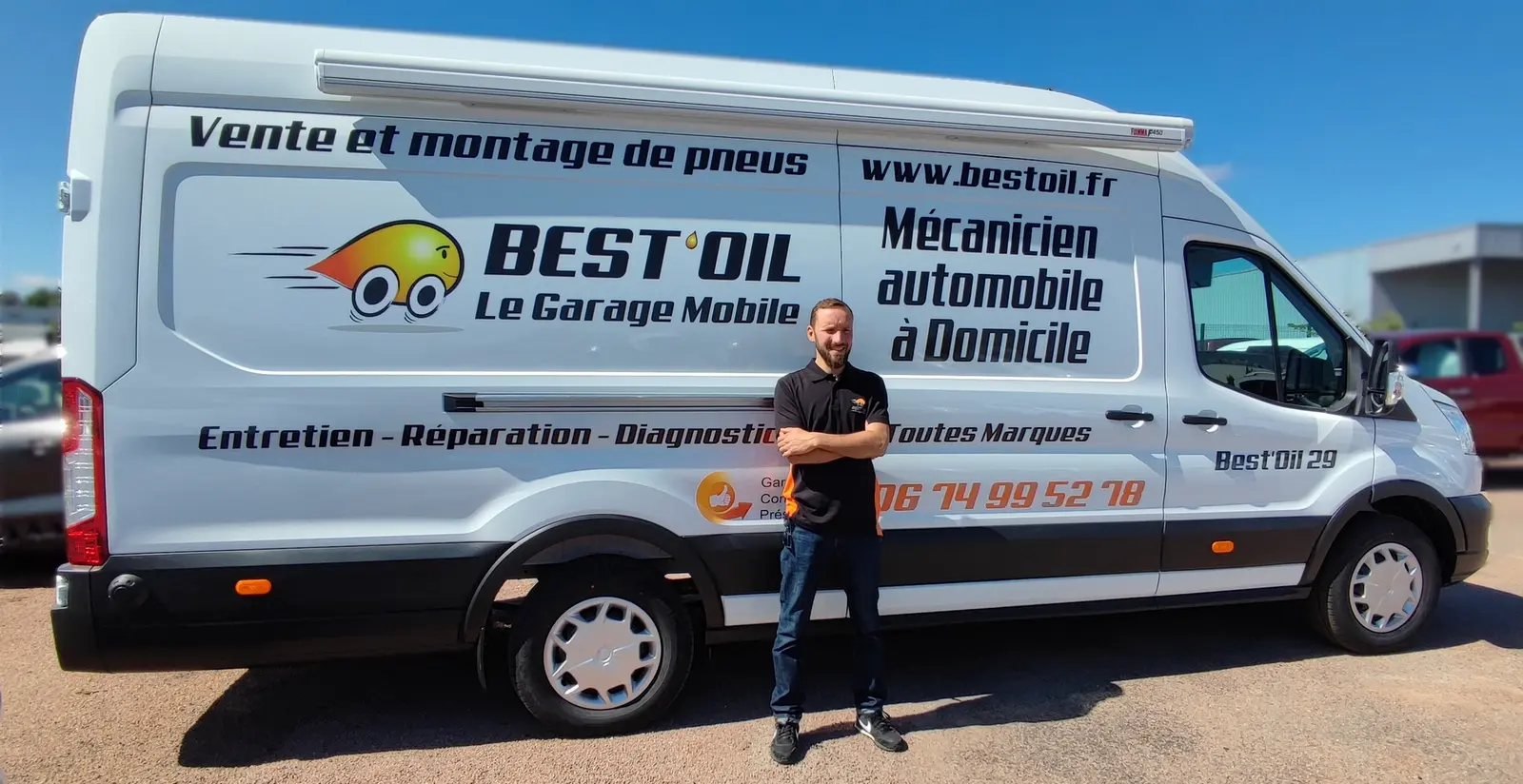 David Delaume avec son camion atelier Best’Oil à Quimper